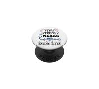 Nurse 4th of July Funny Scrub Stars Stripes and Saving Lives PopSockets PopGrip Adhesivo