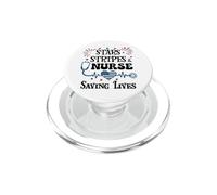 Nurse 4th of July Funny Scrub Stars Stripes and Saving Lives PopSockets PopGrip para MagSafe