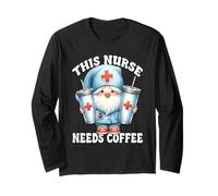 Nurse and Coffee GNOME Funny Saying This Nurse Needs Coffee Manga Larga