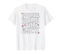 Nurse Brain On Empty Retro Coffee Slogan Graphic Camiseta gráfica económica, Hombre, Blanco, M