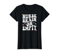 Nurse Brain On Empty Retro Coffee Slogan Graphic Camiseta gráfica económica, Mujer, Negro, XL