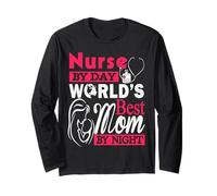 Nurse by Day World'S Best Mom by Night Funny Nursing Nurses Manga Larga