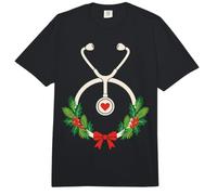 Nurse Christmas Stethoscope Wreath Holly Berry Xmas Nursing Comfort Colors Adult Heavyweight T-Shirt