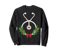 Nurse Christmas Stethoscope Wreath Holly Berry Xmas Nursing Sudadera