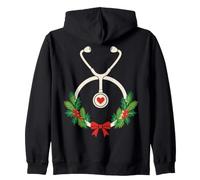 Nurse Christmas Stethoscope Wreath Holly Berry Xmas Nursing Sudadera con Capucha