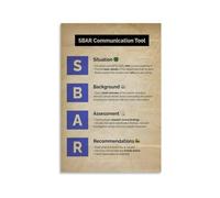 Nurse Communication Poster SBAR Technique Chart for Patient Safety and Report Educational Tool for Medical Office or Healthcare Training Center(Framed,12x18inch(30x45cm))