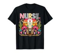 Nurse Cowgirl Western Boots Cactus Medical Stethoscope Camiseta