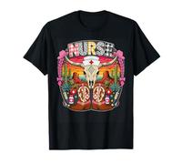Nurse Cowgirl Western Boots Cactus Medical Stethoscope Camiseta