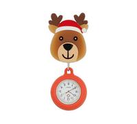 Nurse Doctor Christmas FOB Pocket Watches Hospital Retractable Stretchable Badge Reel Santa Claus Trees Snowman Clip Dress Clock