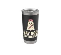 Nurse Halloween Humor SAY BOO TO THE FLU Vaso térmico de acero inoxidable de doble pared