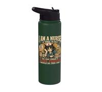 Nurse Humour i am a nurse of course I'm Crazy Funny Nursing Stainless Steel Insulated Water Bottle
