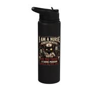 Nurse Humour i am a nurse of course I'm Crazy Funny Nursing Stainless Steel Insulated Water Bottle