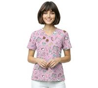 Nurse is Love Casaca Sanitaria Mujer Pink-Coffee - Casaca Mujer para Trabajo | Camiseta - Uniforme Enfermera | Pijama Enfermera. Diseños con Bolsillos Ideal para Salva Bolsillos | Regalos