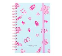 Nurse is Love Libreta Pequeña para Enfermeras y TCAE - Cuaderno Pequeño de Notas - Mini Bloc Notas Espiral A6 con Diseños Divertidos | Regalo para Enfermeras, Médicos - Accesorios | AZUL CLARO