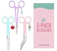 Nurse is Love Set 3uds Tijeras Enfermería Pico de Pato & Rectas Mayo + Herramienta de Sujeción | Tijeras Punta Roma Vendaje, Accesorios Enfermera, Primeros Auxilios, Auxiliar de Enfermería Multicolor