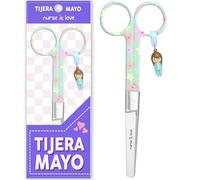 Nurse is Love Tijeras Mayo Punta Roma - Tijeras de Primeros Auxilios para Vendajes | Kit Primeros Auxilios | Acero Inoxidable | Diseño Exclusivo con Charm F Flowers