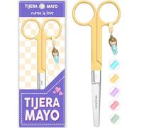 Nurse is Love Tijeras Mayo Punta Roma - Tijeras de Primeros Auxilios para Vendajes | Kit Primeros Auxilios | Acero Inoxidable | Diseño Exclusivo con Charm Yellow