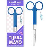 Nurse is Love Tijeras Mayo Punta Roma - Tijeras de Primeros Auxilios para Vendajes | Kit Primeros Auxilios | Acero Inoxidable | Diseño Exclusivo con Charm Blue