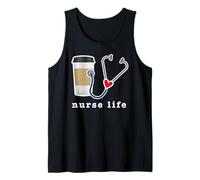 Nurse Life Coffee Lover Night Shift Graphic Mujer Camiseta sin Mangas
