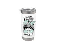 Nurse Life Funny Messy Bun Hair & Glasses Healthcare Enfermeras Vaso térmico de acero inoxidable de doble pared