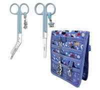 Nurse Life Pack MAXI2 | Tijeras Mayo y Pico Pato y organizador - Punta Roma | - I love it -, Punta Redonda | Enfermera Profesional, Primeros Auxilios, Vendaje. (Azul y Mascotas Corazones)