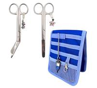 Nurse Life Pack MAXI2 | Tijeras Mayo y Pico Pato y organizador - Punta Roma | - I love it -, Punta Redonda | Enfermera Profesional, Primeros Auxilios, Vendaje. (Acero y Azul oscuro)