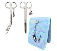 Nurse Life Pack MAXI2 | Tijeras Mayo y Pico Pato y organizador - Punta Roma | - I love it -, Punta Redonda | Enfermera Profesional, Primeros Auxilios, Vendaje. (Acero y Azul claro)