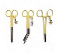 Nurse Life Set Trio 3uds Tijeras Enfermería Pico de Pato & Rectas Mayo + Pinza de Sujeción | Tijeras Punta Roma Vendaje, Accesorios Enfermera, Primeros Auxilios, Auxiliar de Enfermería (Amarillo)