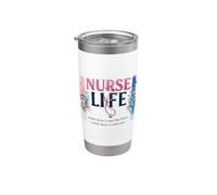 Nurse Life - Trabajador de la salud con estetoscopio floral Vaso térmico de acero inoxidable de doble pared