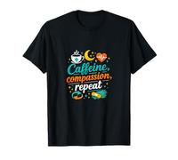 Nurse Night Shift Cafeína Compasión Repeat Design Camiseta