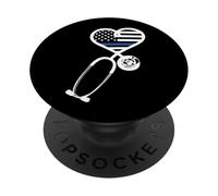 Nurse Police Wife Officer Thin Blue Line Heart Flag Black PopSockets PopGrip Adhesivo