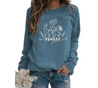 Nurse Sweatshirt Funny Nursing Womens Coffee Scrubs Rubber Gloves Long Sleeve Crewneck Pullover for Nurses