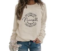 Nurse Sweatshirt Funny Nursing Womens Coffee Scrubs Rubber Gloves Long Sleeve Crewneck Pullover for Nurses