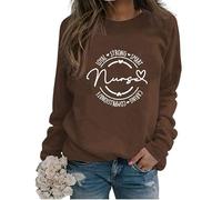 Nurse Sweatshirt Funny Nursing Womens Coffee Scrubs Rubber Gloves Long Sleeve Crewneck Pullover for Nurses