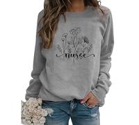 Nurse Sweatshirt Funny Nursing Womens Coffee Scrubs Rubber Gloves Long Sleeve Crewneck Pullover for Nurses