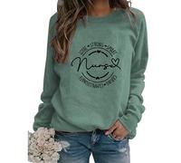 Nurse Sweatshirt Funny Nursing Womens Coffee Scrubs Rubber Gloves Long Sleeve Crewneck Pullover for Nurses