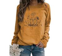 Nurse Sweatshirt Funny Nursing Womens Coffee Scrubs Rubber Gloves Long Sleeve Crewneck Pullover for Nurses