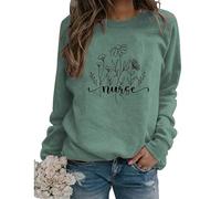 Nurse Sweatshirt Funny Nursing Womens Coffee Scrubs Rubber Gloves Long Sleeve Crewneck Pullover for Nurses