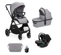 Nurse Wander Trio Carrito de Bebé 3 en 1, Capazo, Silla de Paseo y Silla de Coche i-Size, Plegado Compacto, con Accesorios, Gris