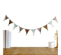 Nursery Bunting Banner - 9 pies Cotton Fabric Garland for Colorful Decoration, Fun and Festive Ambiance with Pennant Flags, Bedroom, Easter, Nursery, Kids' Room, Birthday Party, Camping, Classroom