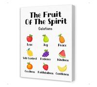 Nursery Christian Wall Art The Fruit of the Spirit Bible Verse Canvas for Kids Sunday School Classroom(Framed,16x24inch(40x60cm))