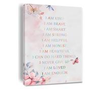 Nursery & Kids Room Wall Decor - Positive Affirmations Poster “I Am Kind, I Am Enough” for Toddler & Girl Bedroom(Unframed,16x24inch(40x60cm))