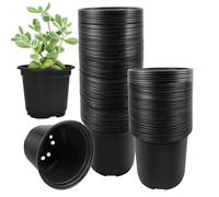 Nursery Pots, 100 Pieces Grow Containers With Drainage Holes, 4 Inch Flower Pots For Plants, 4x4x3.4 Inches Gardening Starter Kit For Indoor Outdoor Garden Backyard Balcony Greenhouse Home