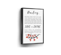 Nursery Wall Art Poster Darling The One Thing That You Have That Nobody Else Has Is You Canvas Print Daughter or Son Gift for Home Office School Wall Decor(Framed,08x12inch(20x30cm))