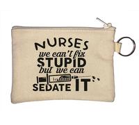 Nurses We Can't Fix Stupid But We Can Sedate It Llavero Monedero Beige, beige, Talla única