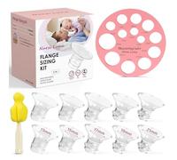 Nursi Luna Insertos de brida, 10 piezas de 13/15/17/19/21 mm para bridas de 24 mm/escudo de la mayoría de bombas, kit de tamaño de brida, inserto de bridas de silicona, kit esencial de lactancia