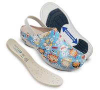 Nursing Care Wash’Go Paris - Zuecos Sanitarios para Mujer y Hombre | Zuecos de Piel Lavables | Antideslizantes (Bang con Tira, Sistema Tallas Calzado EU, Adulto, Números, Mediano, 39)