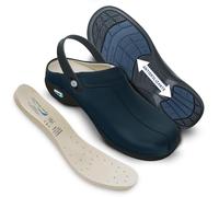 Nursing Care Zuecos de Piel Wash'Go Madrid (Azul Oscuro con Tira, Numeric_42)