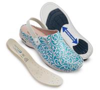 Nursing Care Zuecos Sanitarios Mujer y Hombre de Piel | Zuecos Enfermera Estampados | Zuecos Sanitarios Mujer Dibujos | Zuecos Antideslizantes | Zuecos Hospital (Abstracto Beige con Tira, Numeric_38)