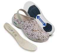 Nursing Care Zuecos Sanitarios Mujer y Hombre de Piel | Zuecos Enfermera Estampados | Zuecos Sanitarios Mujer Dibujos | Zuecos Antideslizantes | Zuecos Hospital (Perros con Tira, Numeric_40)